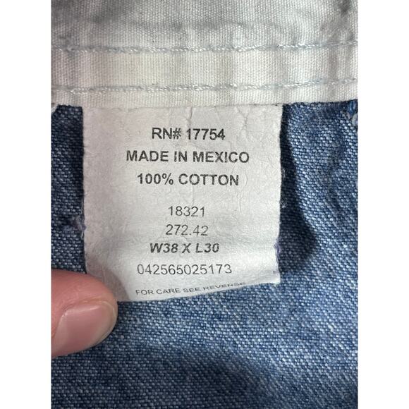 Key Apparel Bib Overalls Mens W38 x L30 Blue Jean Denim Baggy Long Pockets - Picture 2 of 7